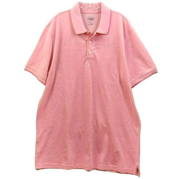 The Foundry Supply Co Men's Size XLT 1/4 Button Up Polo Shirt 100% Cotton Pink - Picture 1 of 8